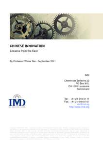 CHINESE INNOVATION - Septembre[removed]IMD