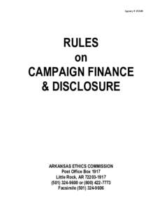 Agency # RULES on CAMPAIGN FINANCE & DISCLOSURE