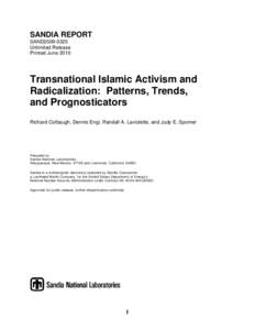 SANDIA REPORT SAND2009-0325 Unlimited Release Printed JuneTransnational Islamic Activism and
