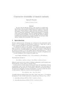 Constructive decidability of classical continuity Mart´ın H. Escard´o Version of March 27, 2012