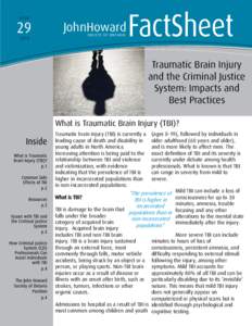 JohnHoward SOCIETY OF ONTARIO Traumatic Brain Injury and the Criminal Justice System: Impacts and
