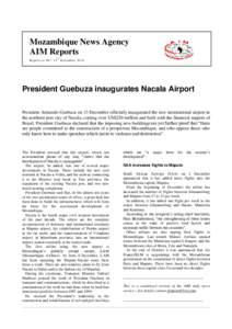 Mozambique News Agency AIM Reports Repo rt no .4 97 , 15 th