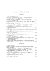 Contents of VolumeNumber 1 J. Zdanaviˇcius, K. Zdanaviˇcius. CCD photometry and classification of stars in a Camelopardalis area . . . . . . . . . 1 J. Zdanaviˇcius, K. Zdanaviˇcius, V. Straiˇzys. Interst