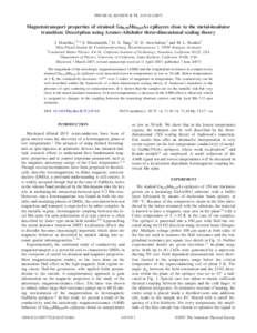 PHYSICAL REVIEW B 75, 245310 共2007兲  Magnetotransport properties of strained Ga0.95Mn0.05As epilayers close to the metal-insulator transition: Description using Aronov-Altshuler three-dimensional scaling theory J. Ho
