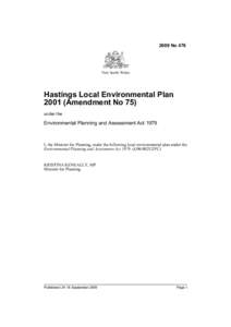 2009 No 476  New South Wales Hastings Local Environmental Plan[removed]Amendment No 75)