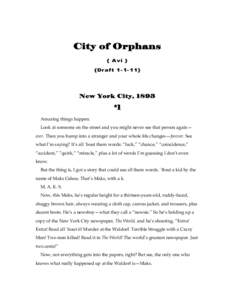 City of Orphans { Avi } {Dr aft[removed]} New York City, 1893