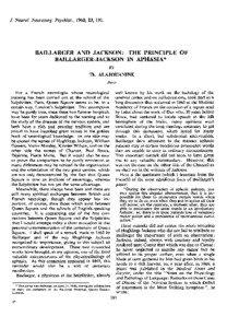 J. Neurol. Neurosurg. Psychiat., 1960, 23, 191.  BAILLARGER AND JACKSON: THE PRINCIPLE OF