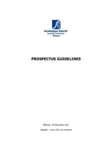 PROSPECTUS GUIDELINES  Effective: 28 December 2012 Updated: 1 Aprilas inserted)  CO N TEN TS