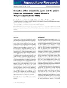 Aquaculture Research, 2011, 42, 399^406  doi:j02634.x Evaluation of two anaesthetic agents and the passive integrated transponder tagging system in