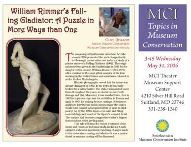 MCI  William Rimmer’s Falling Gladiator: A Puzzle in More Ways than One Carol Grissom