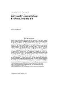 Fiscal Studiesvol. 17, no. 2, ppThe Gender Earnings Gap: Evidence from the UK  SUSAN HARKNESS1