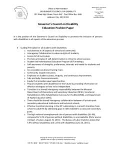 Governor’s Council on Disability - Education Position Paper