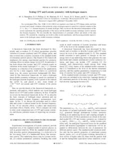 PHYSICAL REVIEW A 68, 063807 共2003兲  Testing CPT and Lorentz symmetry with hydrogen masers M. A. Humphrey, D. F. Phillips, E. M. Mattison, R. F. C. Vessot, R. E. Stoner, and R. L. Walsworth Harvard-Smithsonian Center