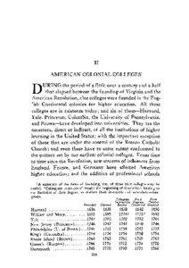 I1 AMERICAN COLONIAL COLLEGES’