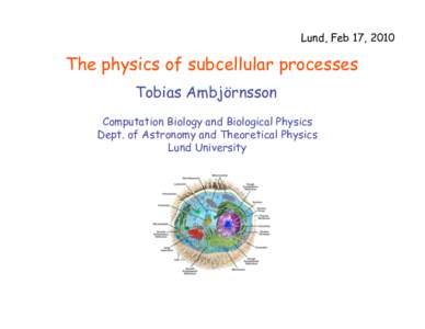 Lund, Feb 17, 2010  The physics of subcellular processes Tobias Ambjörnsson Computation Biology and Biological Physics Dept. of Astronomy and Theoretical Physics