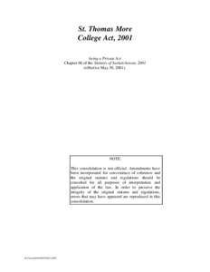 Consolidated St. Thomas More Collage Act, 2001 (Bill 901 amendments included) (R0795674).PDF