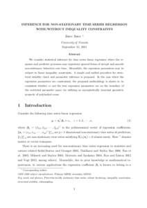 INFERENCE FOR NON-STATIONARY TIME SERIES REGRESSION WITH/WITHOUT INEQUALITY CONSTRAINTS Zhou Zhou 1