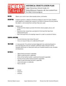 Microsoft Word - Historical Objects Lesson Plan - Upper Elementary