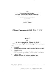 1998 THE LEGISLATIVE ASSEMBLY FOR THE AUSTRALIAN CAPITAL TERRITORY (As presented) (Attorney-General)