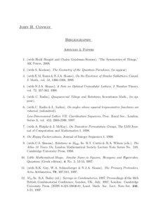 John H. Conway Bibliography Articles & Papers