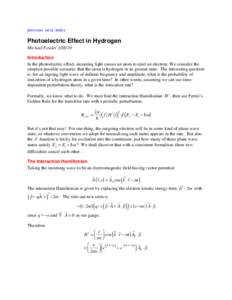 Photoelectric Effect in Hydrogen