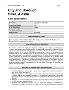 Deputy Finance Director – 2140  Page 1 City and Borough Sitka, Alaska