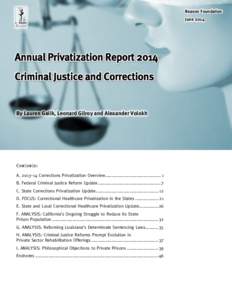 Annual Privatization Report 2014: Criminal Justice and Corrections