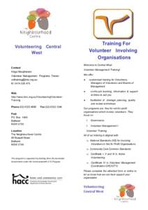 Training For Volunteer Involving Organisations Volunteering Central West