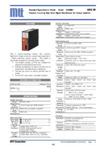 Standard Specification Sheet Model： Model： MS3954 ChassisChassis-mounting HighHigh-level Signal Conditioner for Output Isolation OUTPUT SECTION Output