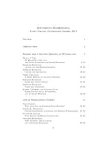 Documenta Mathematica Extra Volume: Optimization Stories, 2012 Preface  1