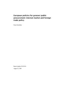 European policies for greener public procurement: internal market and foreign trade policy