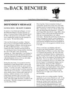 The BACK  BENCHER Central District of Illinois Federal Defenders  Vol. No. 34