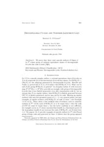 661  Documenta Math. Decomposable Cycles and Noether-Lefschetz Loci Kieran G. O’Grady1