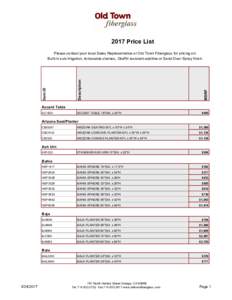 2017 Price List  MSRP Description
