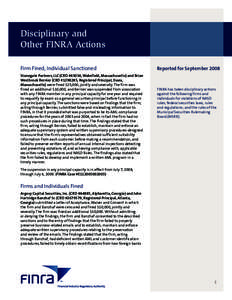 Disciplinary and Other FINRA Actions Reported for September 2008