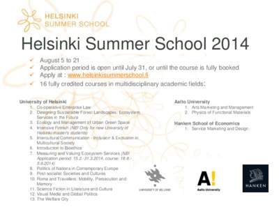 Helsinki Summer School 2014    