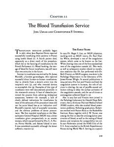 Chapter   The Blood Transfusion Service Joel Umlas and Christopher P. Stowell  T
