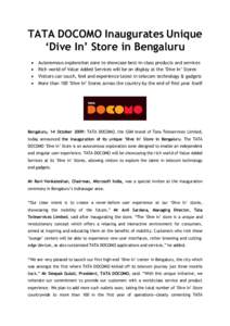 TATA DOCOMO Inaugurates Unique ‘Dive In’ Store in Bengaluru    