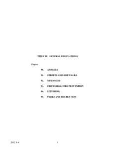 TITLE IX: GENERAL REGULATIONS  Chapter 2012 S-6