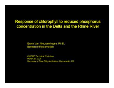 Response of chlorophyll to reduced phosphorus concentration in the Delta and the Rhine River Erwin Van Nieuwenhuyse, Ph.D. Bureau of Reclamation