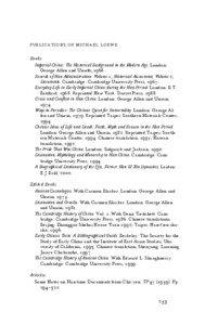 list of publications PUBLICATIONS OF MICHAEL LOEWE