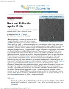 Rock and Roll at the Apollo 17 Site
