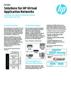 Fact sheet  Solutions for HP Virtual Application Networks Innovations for advanced Software-Defined Networking leadership