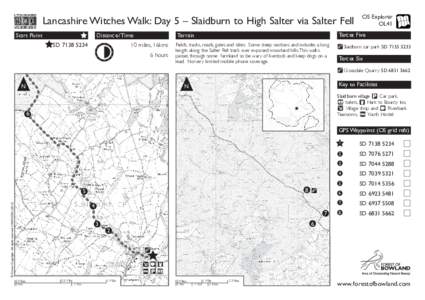 Lancashire Witches Walk: Day 5 – Slaidburn to High Salter via Salter Fell Start Point Distance/ Time  Tercet Five