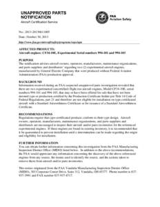 Airworthiness / Federal Aviation Administration / Aerospace engineering / Air safety / Aircraft part / Aviation / Standard Airworthiness Certificate / General Electric CF34