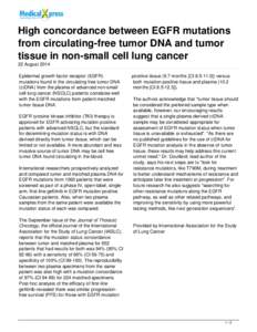 High concordance between EGFR mutations from circulating-free tumor DNA and tumor tissue in non-small cell lung cancer