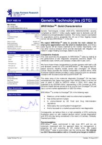 Lodge Partners Research ABN: AFSL: BUY A$0.18