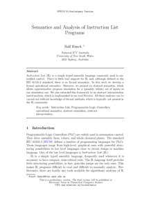 SFEDL’04 Preliminary Version  Semantics and Analysis of Instruction List Programs Ralf Huuck