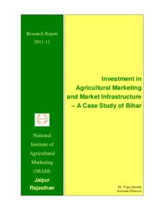 Research Report[removed]Investment in Agricultural Marketing and Market Infrastructure