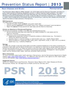 Prevention Status Reports - Heart Disease and Stroke - Pennsylvania